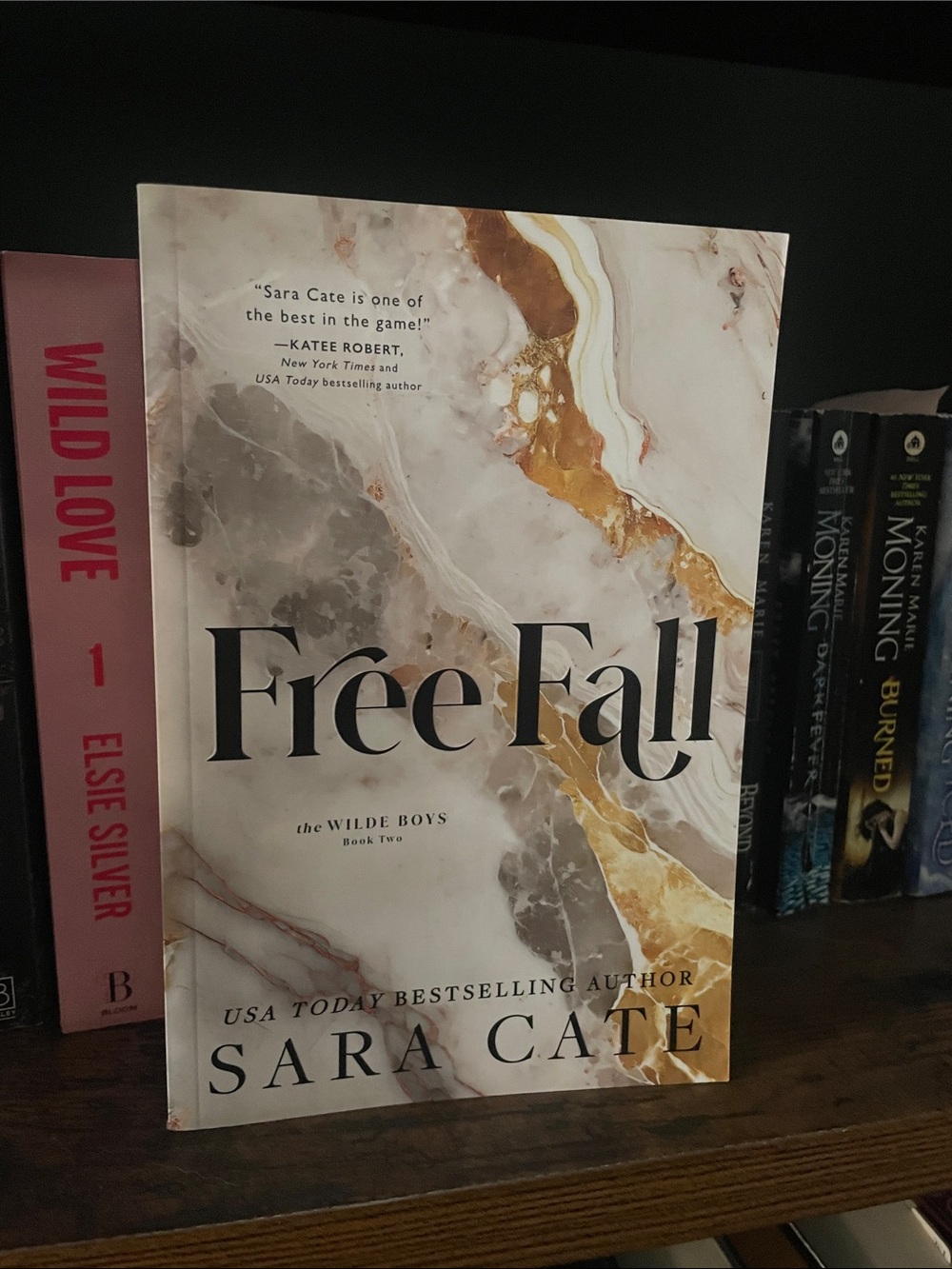 Free Fall Marble Gold Accent Art Print - White, Gold, Gray by Sara Cate